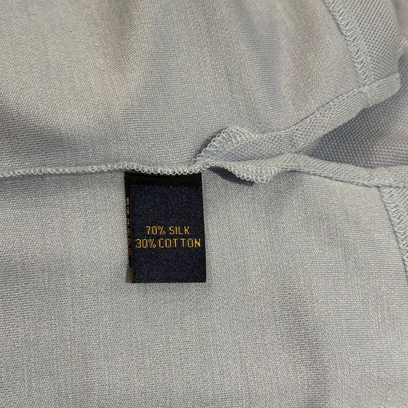 New Henry Jacobson, size Lg, sky blue, silk/cotton pique mock turtleneck shirt - Picture 6 of 6